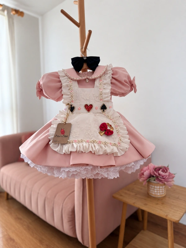 Vestido alicia en el pais de las maravillas rosado bebe